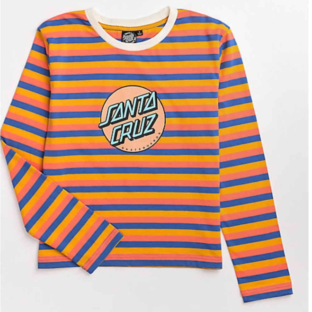 Santa Cruz Skateboard Womens Longsleeve striped Top Size Small NWOT